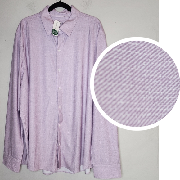 NWT Hawker Rye Knoven Long Sleeve Commuter Shirt Purple Lavender Stretch XXLT - Picture 1 of 16